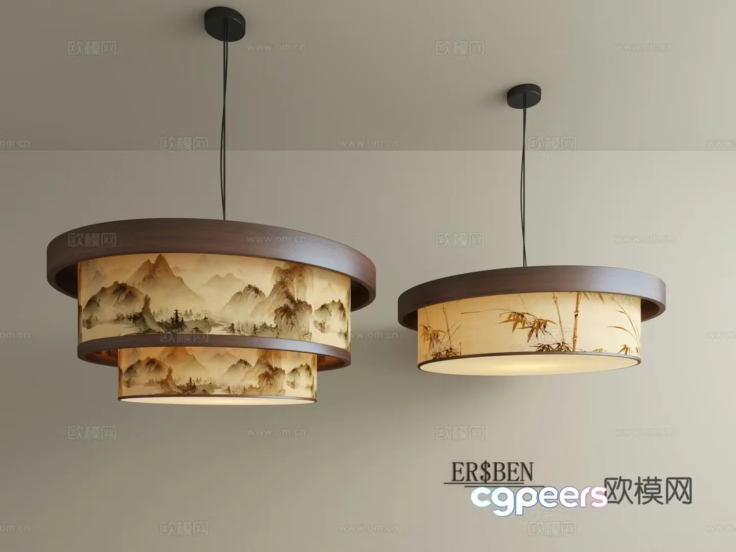 Song Dynasty aesthetic Zen restaurant chandelier medieval style retro living room bedroom hotel banquet hall art fabric chandelier 3d model