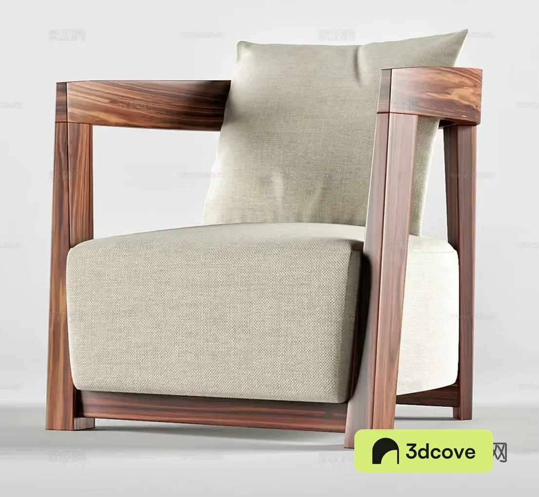 Wasabi single sofa Wasabi single chair B&B single chair Courtyard single chair Armchair Cloth 3D model
