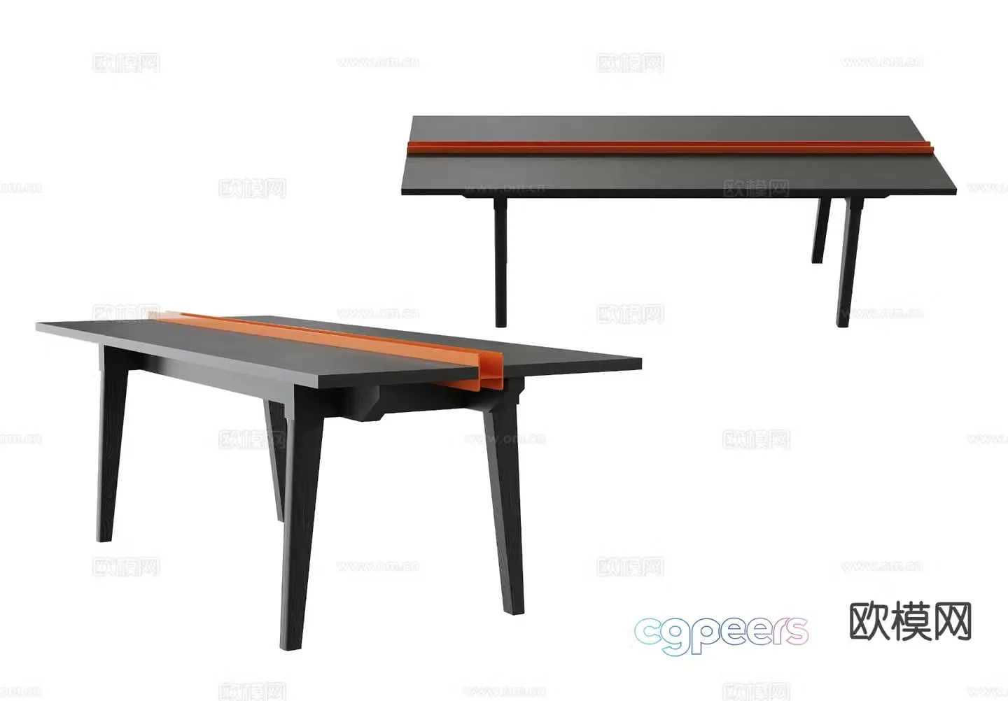 Modern square table office desk 3d model