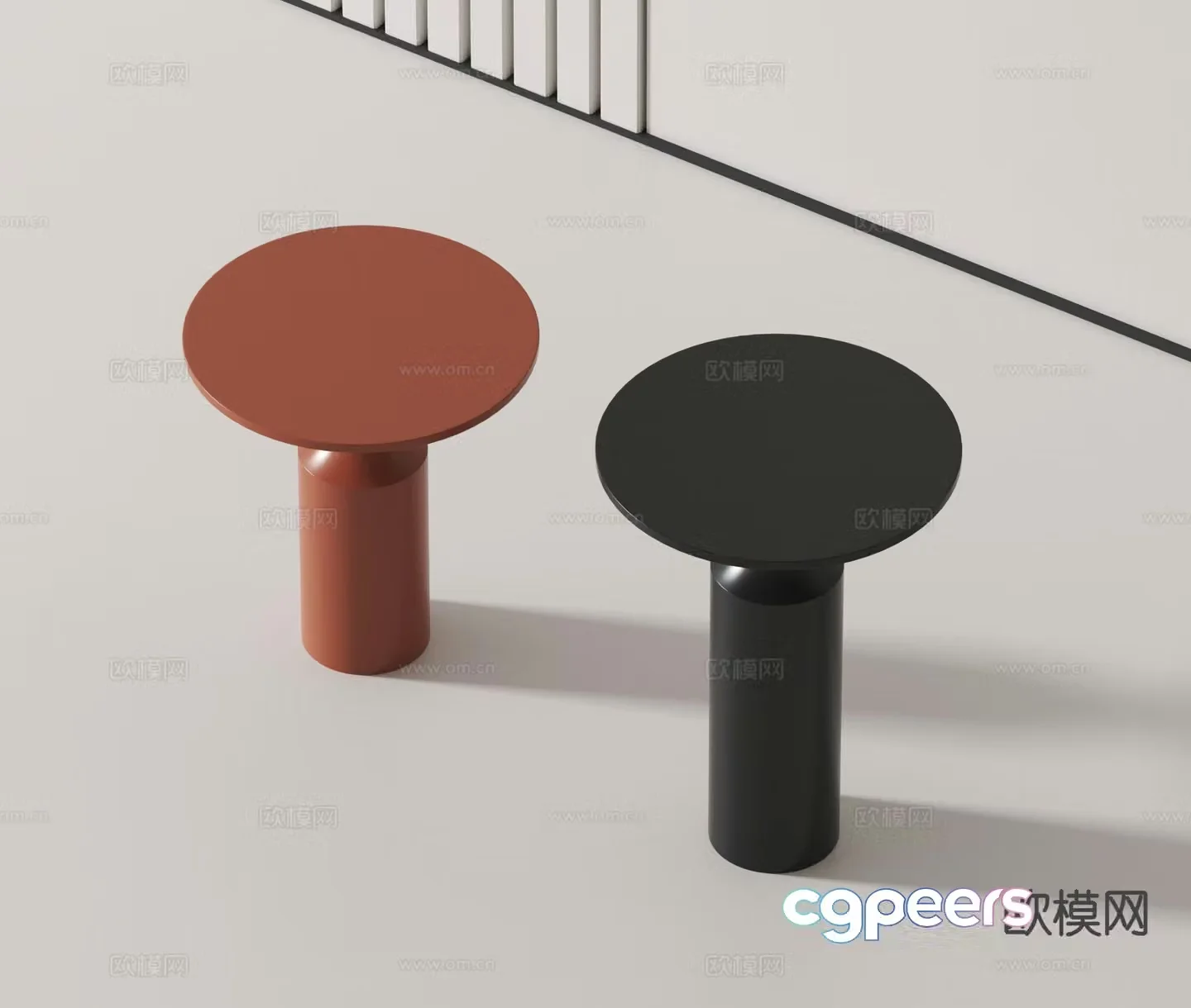 Modern side table corner table round table 3D model
