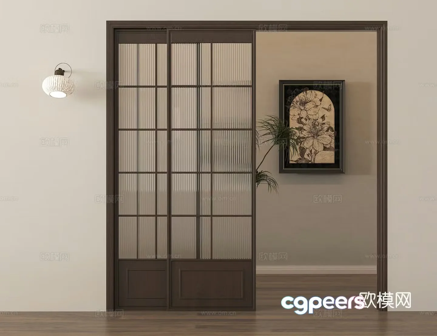 Sliding door Kitchen sliding door Glass door Sliding door 3D model