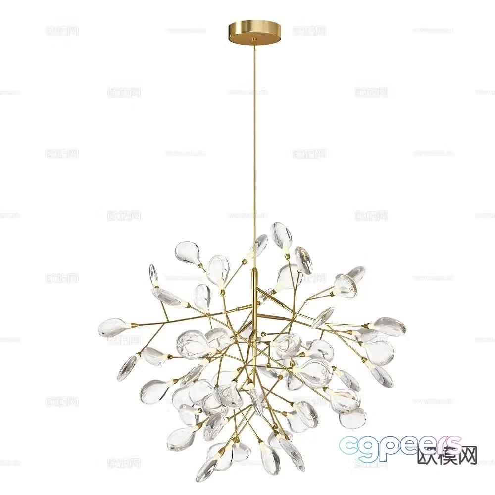 Light luxury crystal chandelier 3d model
