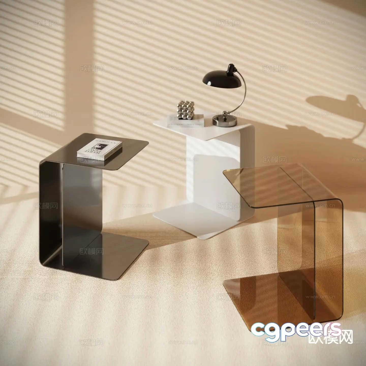 Acrylic corner table side table table table 3D model