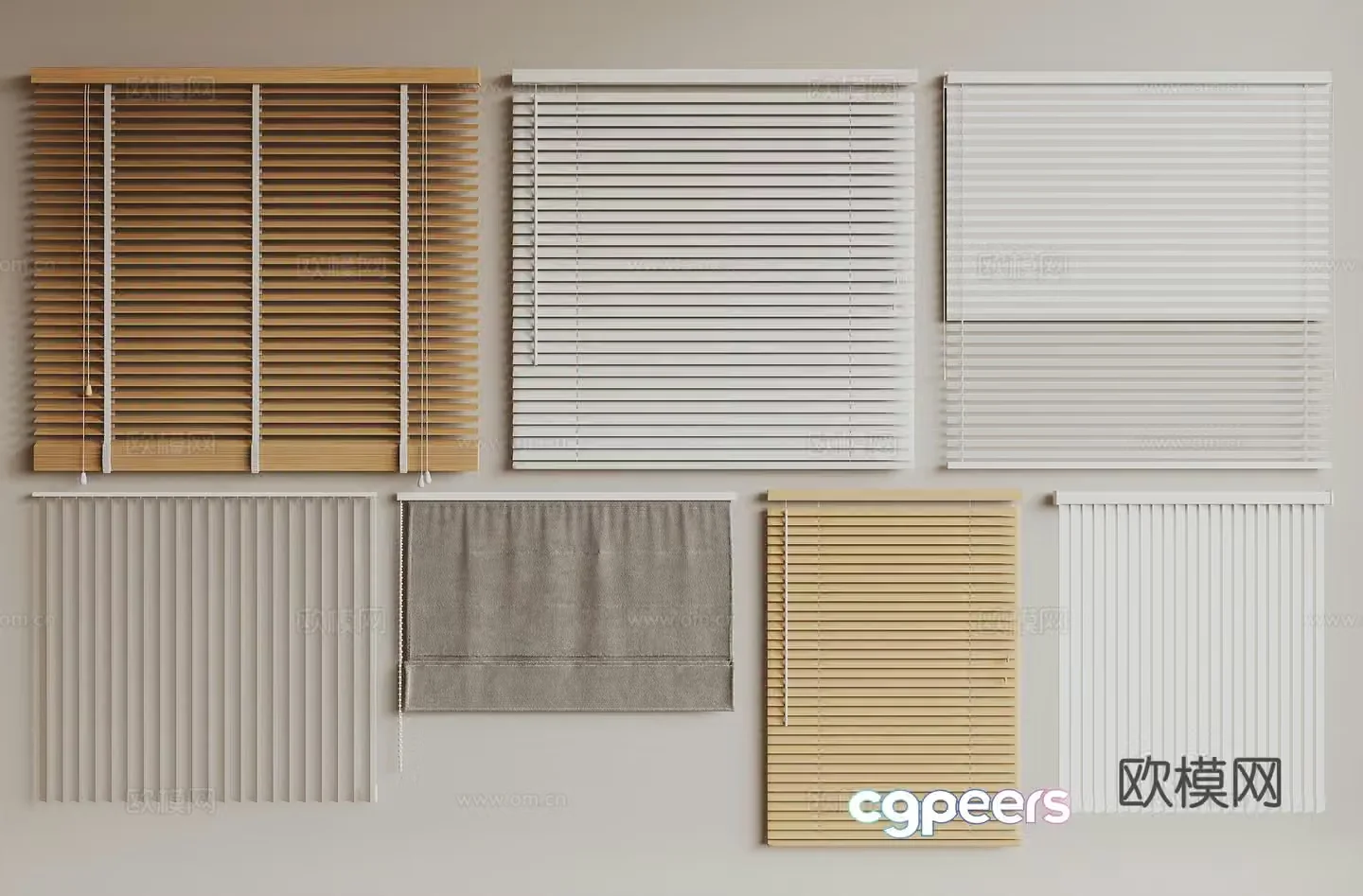 Modern venetian blinds curtains bamboo curtain 3d model