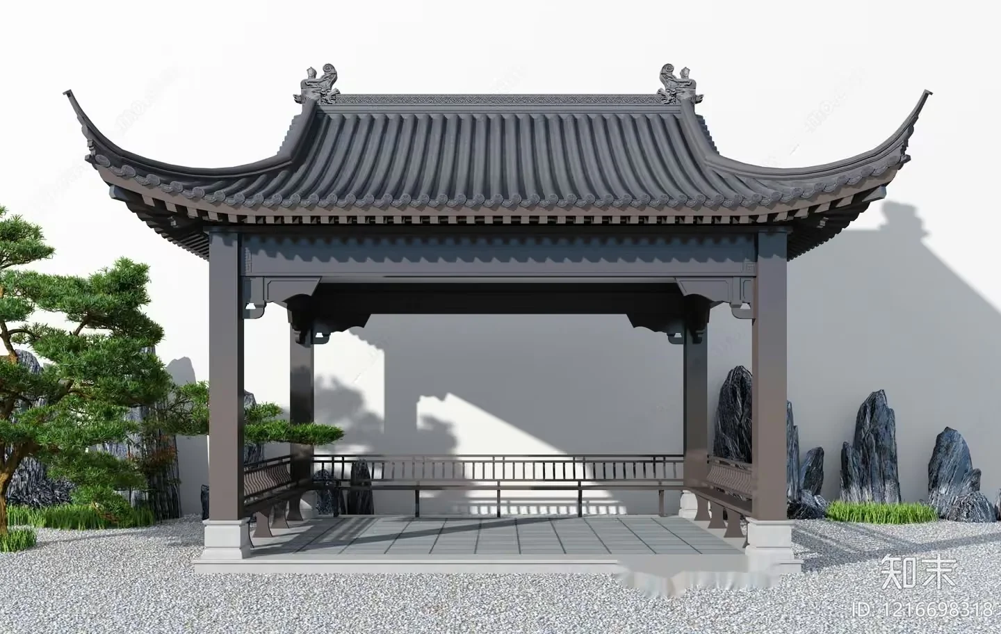 Asian Style Pavilion 3D Model – 16445 – VRAY Render