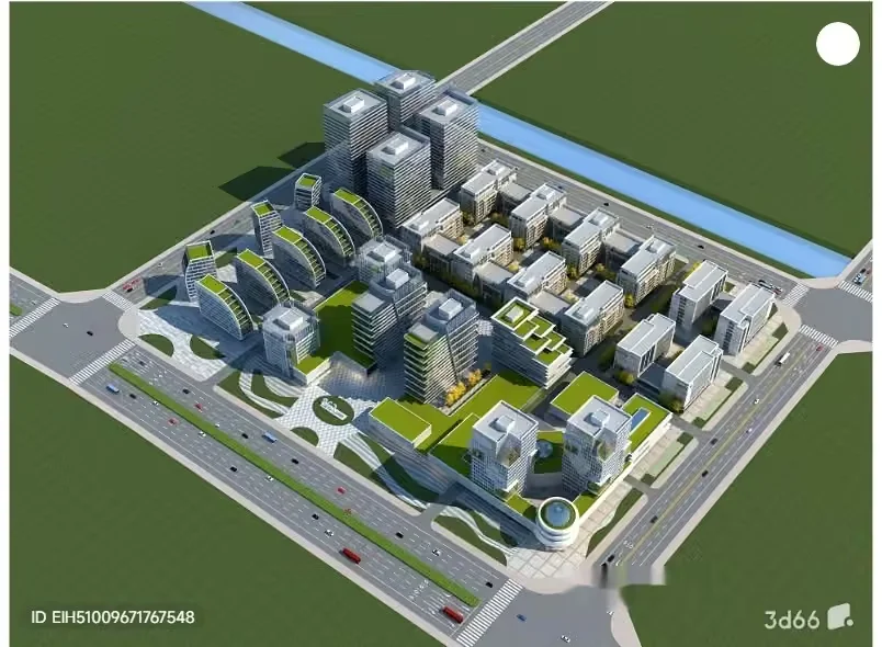 A 3D Architectural Model Of A City Block 3D Model – 2098 – VRAY Render