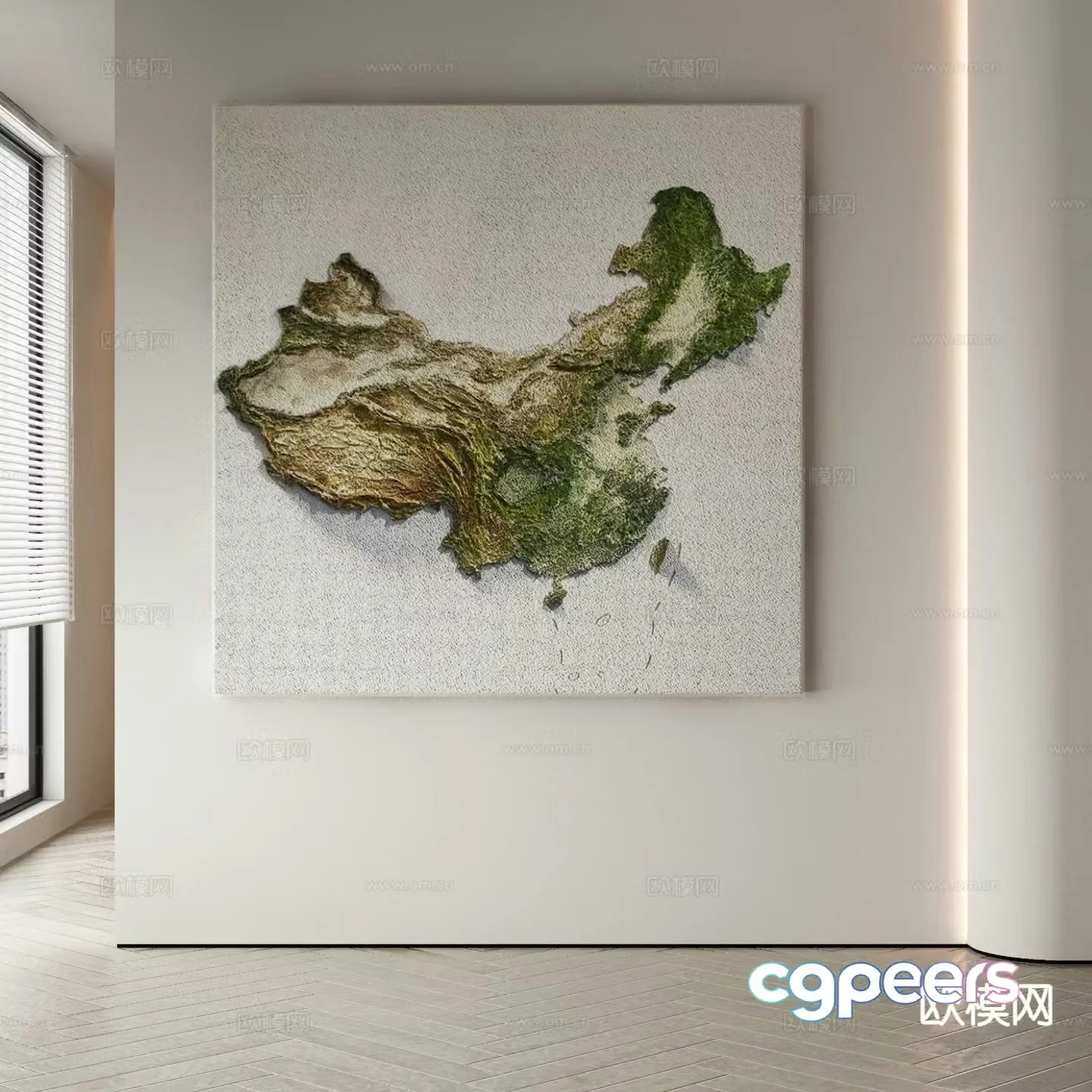 Modern texture painting decorative painting 3d model