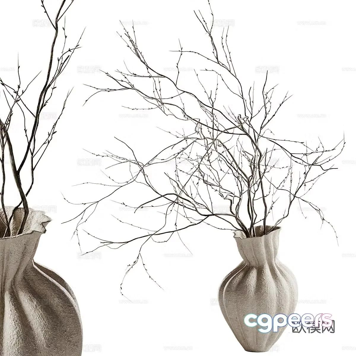 New Chinese style waive vase flower art 3D model
