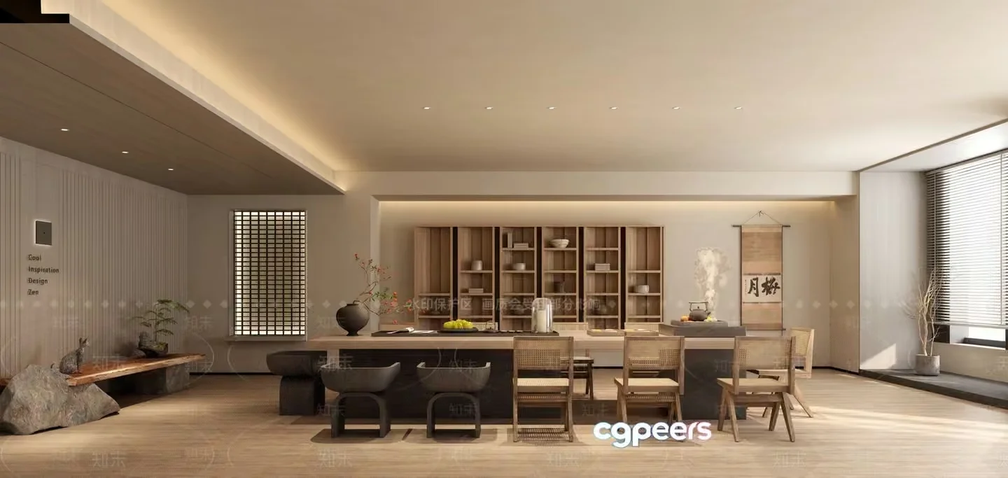 Modern Zen Dining Room 3D Model – 21447 – VRAY Render