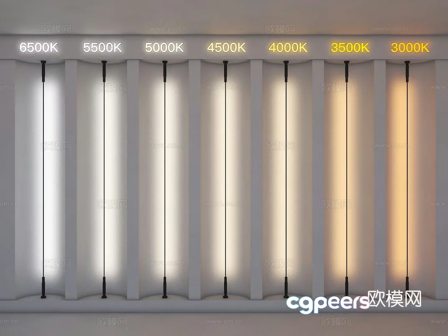Modern wall washing lights light strips skyline lights line lights wire lights steel belt lights 3D model