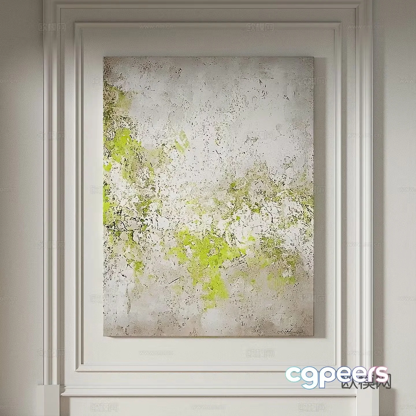 Modern simple texture abstract light luxury wasabi three-dimensional decorative painting 3d model