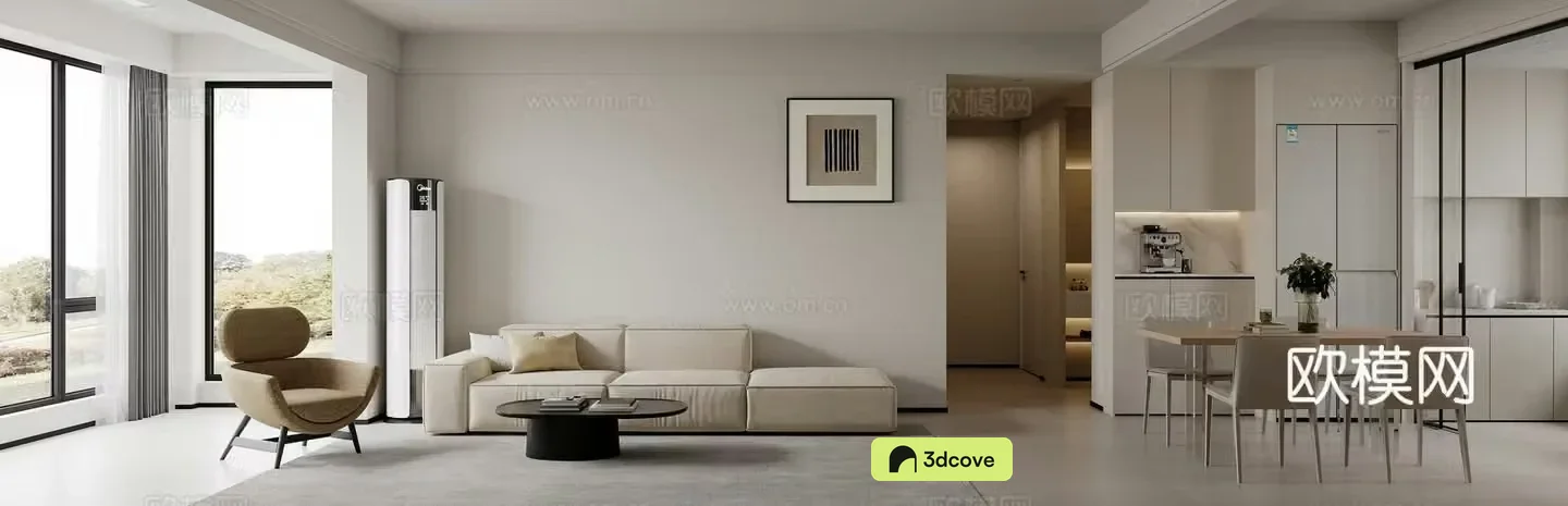 Modern minimalist living restaurant