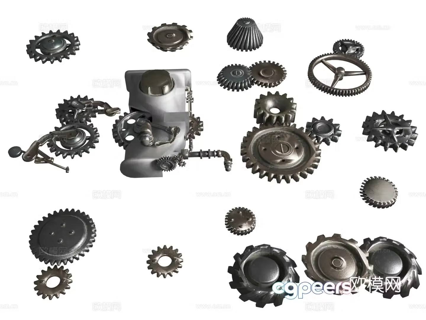 Gears District Steampunk Construction Steampunk Parts Steampunk Parts Steam 3D Model