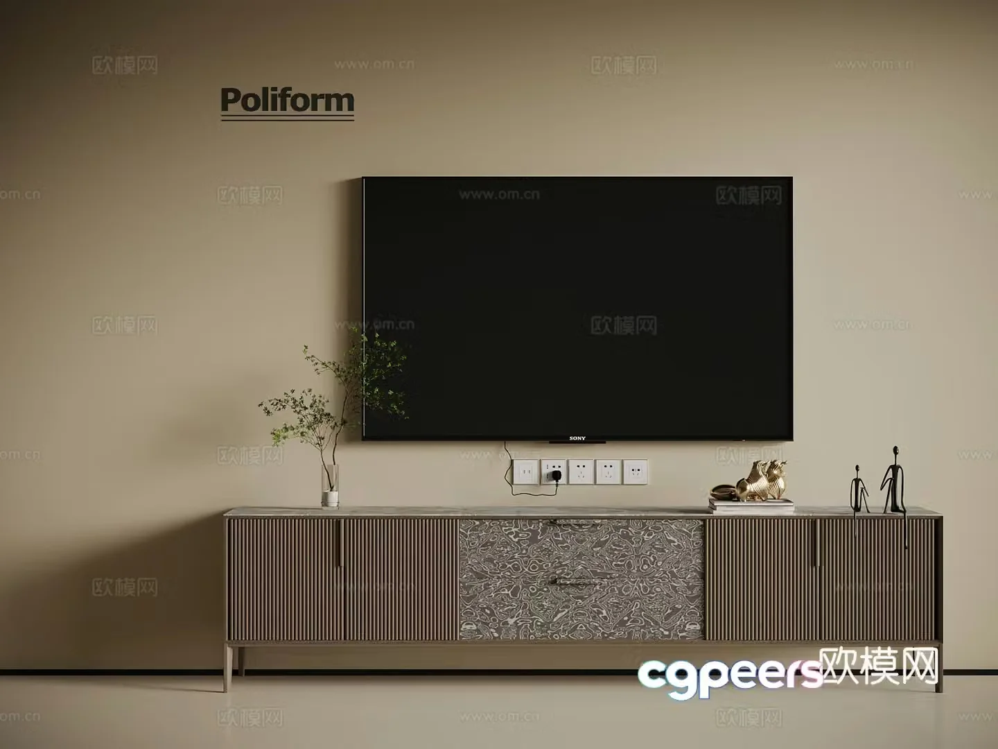 Modern Italian TV Cabinet 3D Model
