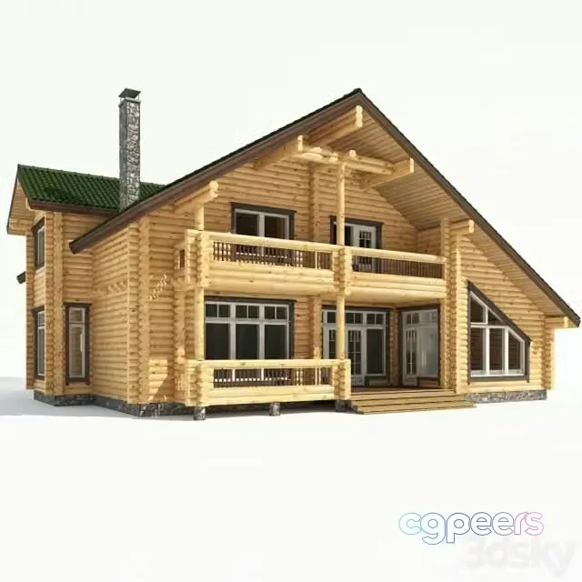 3ds Max Free – Modern cottage. Log Cabin