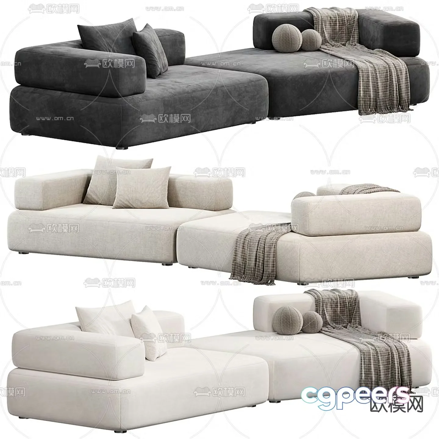 Cappellini upholstered sofa double sofa 3d model