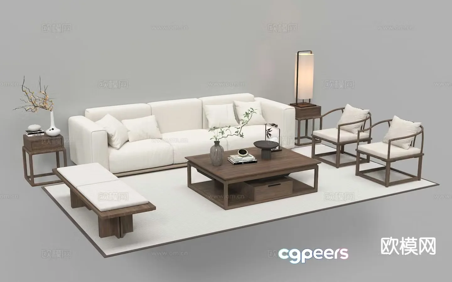 New Chinese style modular sofa 3d model