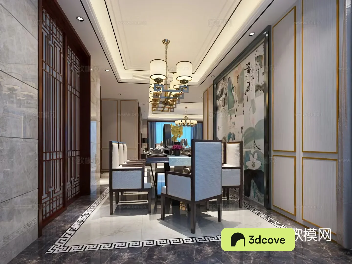 New Chinese style living and dining room chandeliers table lamp multi-person sofa single sofa coffee table decorative