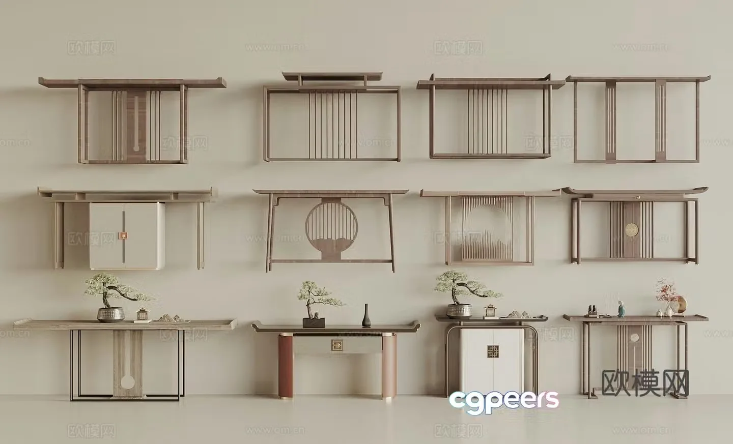 New Chinese style end viewing platform 3D model