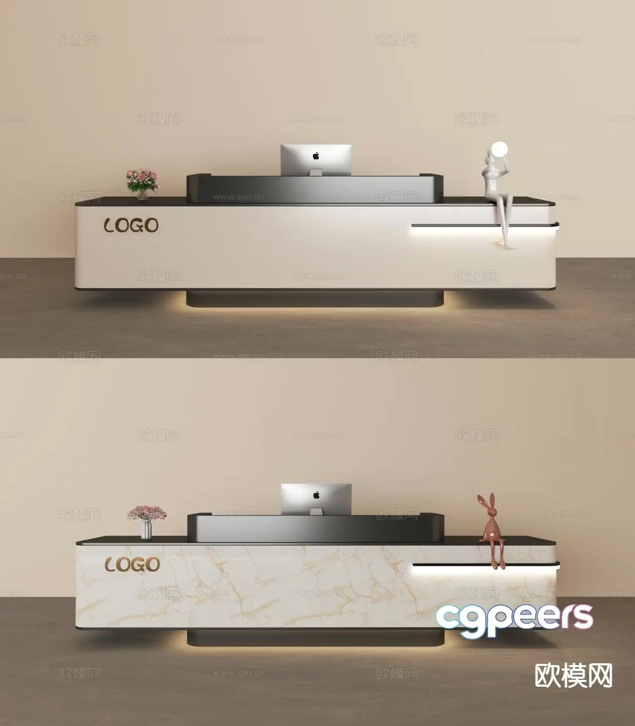 Modern front desk reception desk 3d model