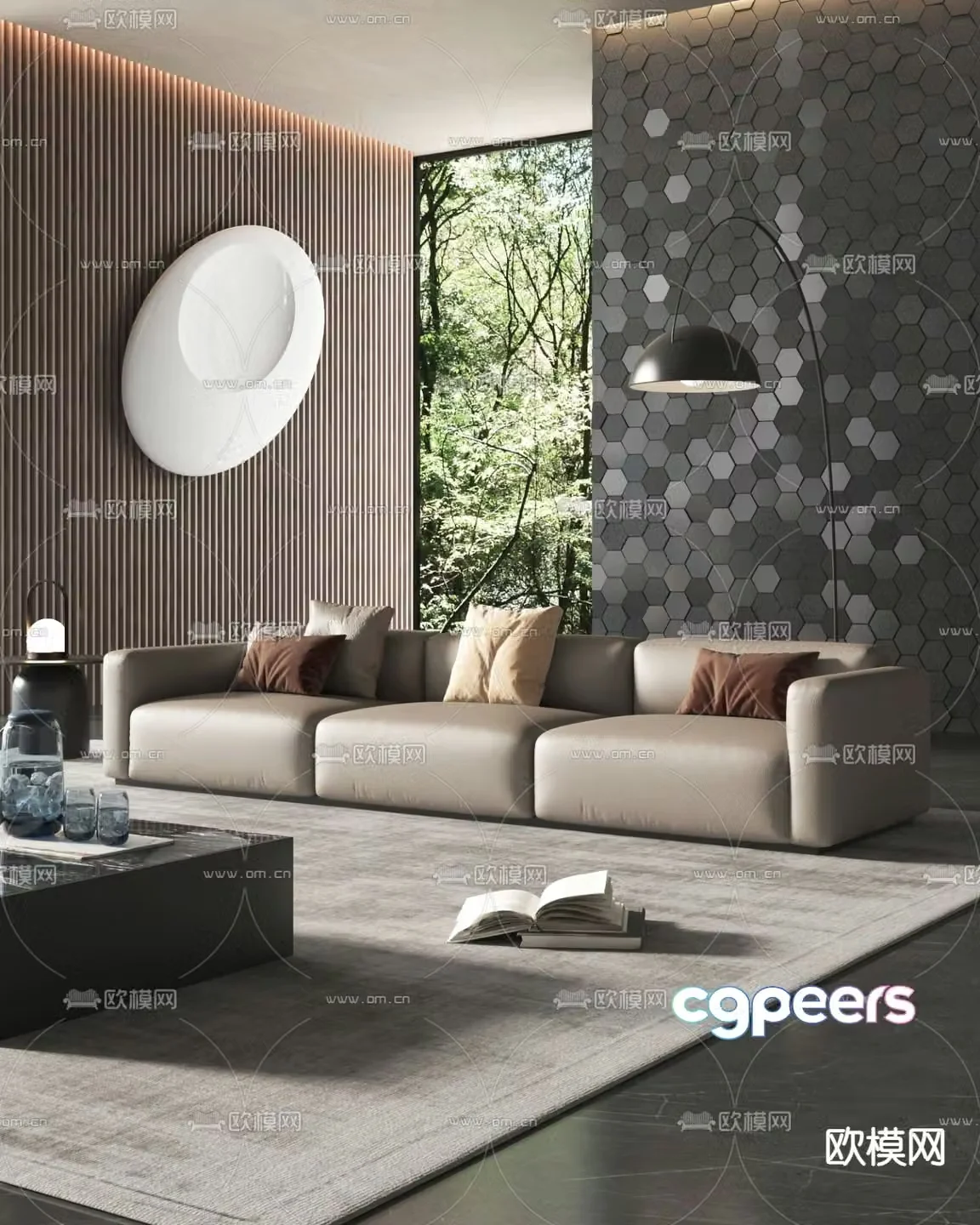 3D model of three seater sofa