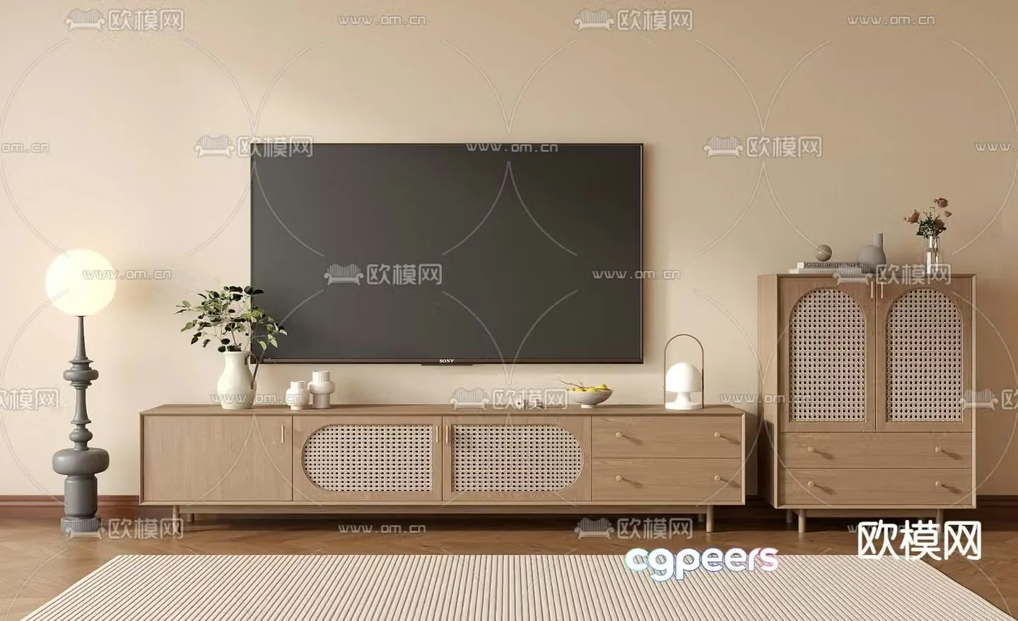 Medieval style TV cabinet side cabinet 3D model
