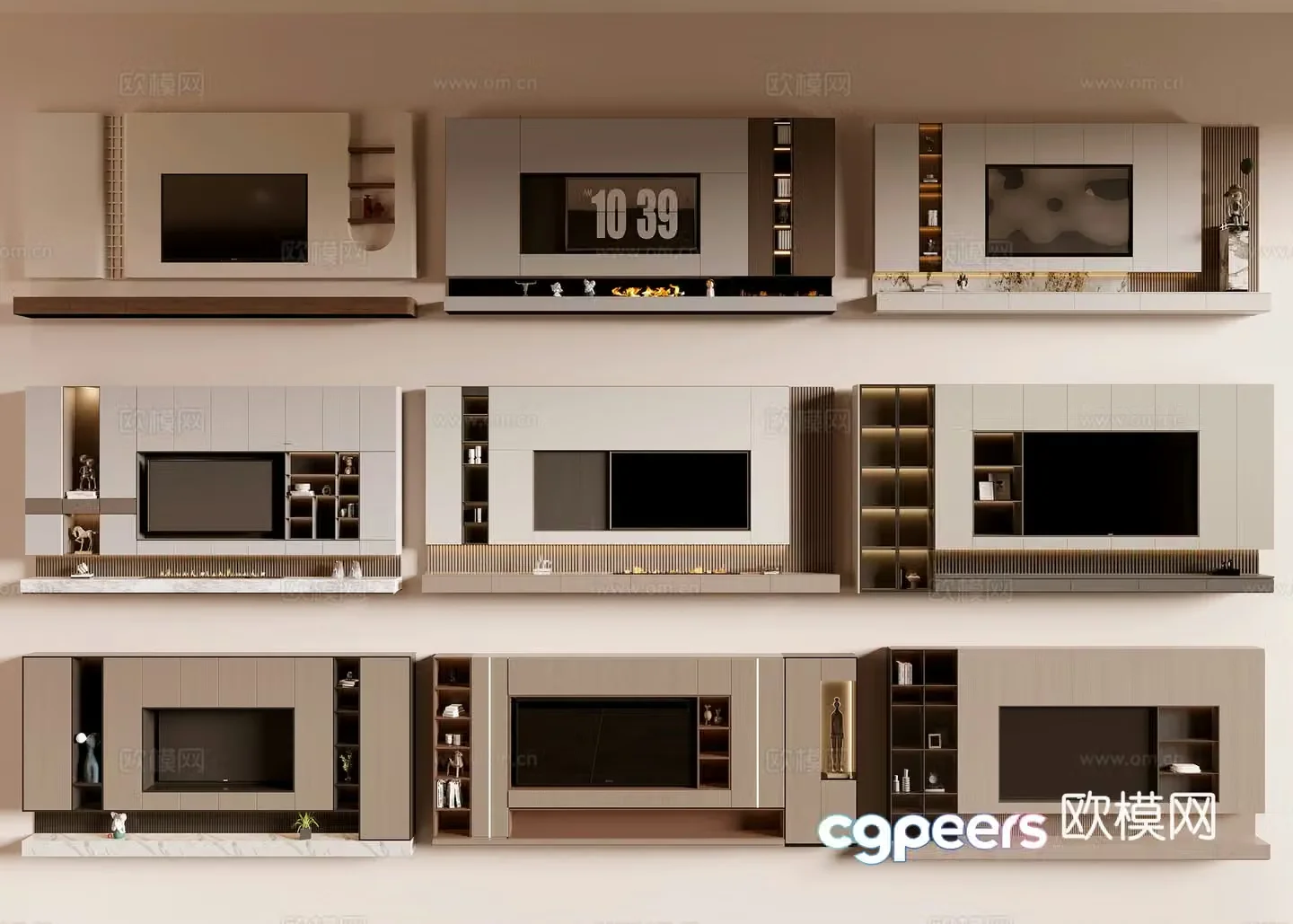 3d model of TV background wall