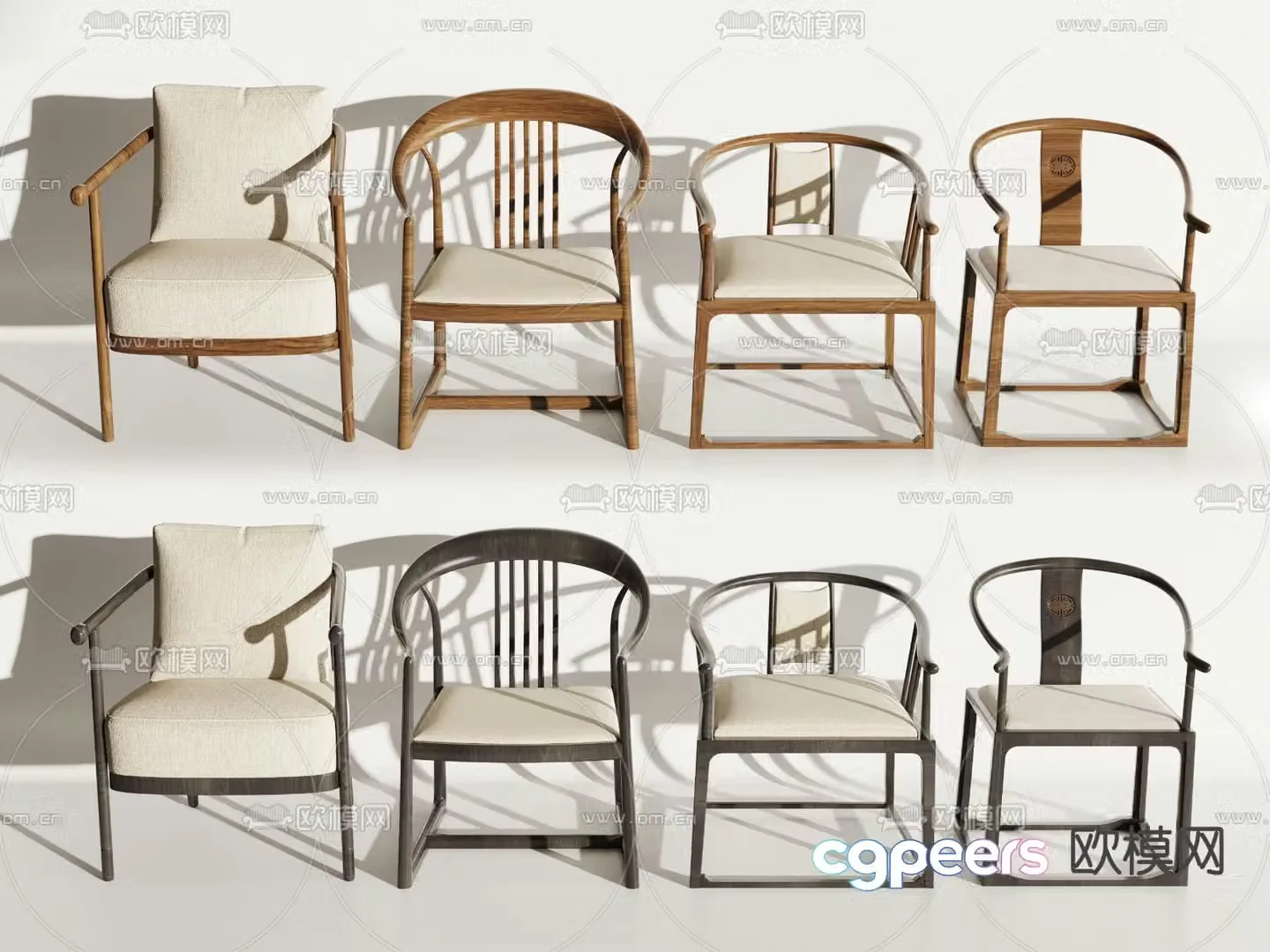 New Chinese style chair armchair 3d model