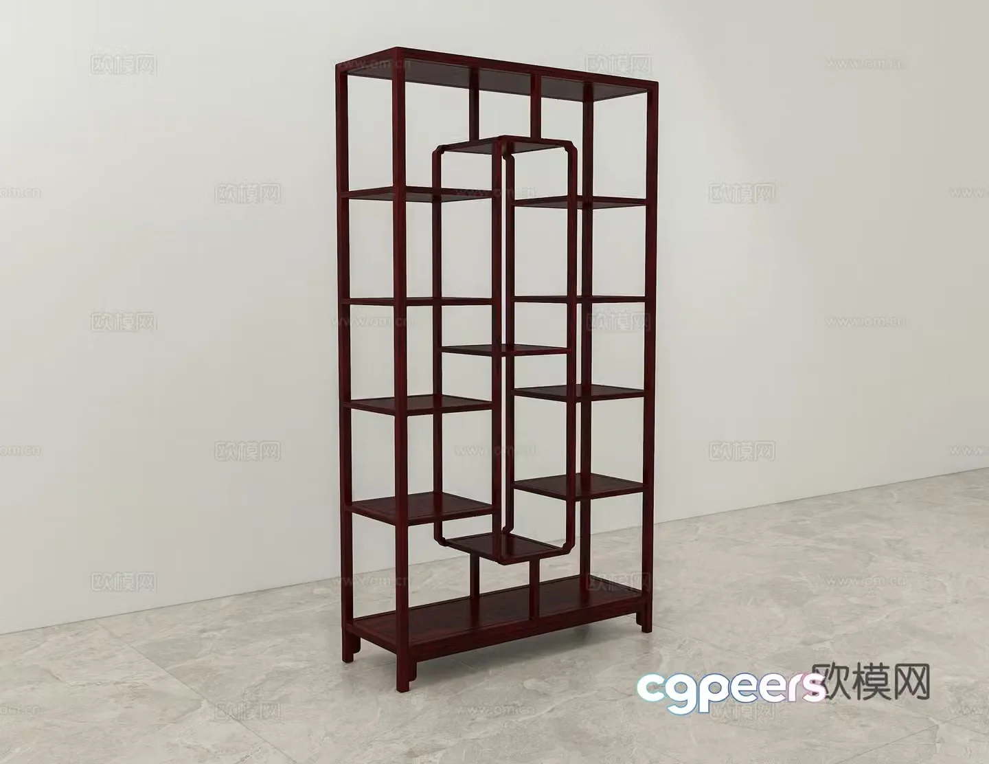 Chinese style boulevard solid wood mahogany 3D model