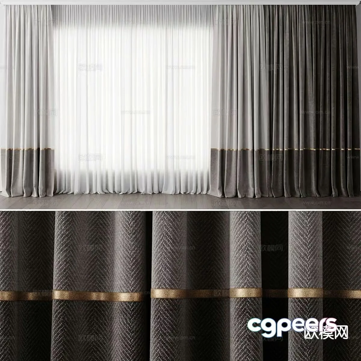 Plain curtains and screens 3d model