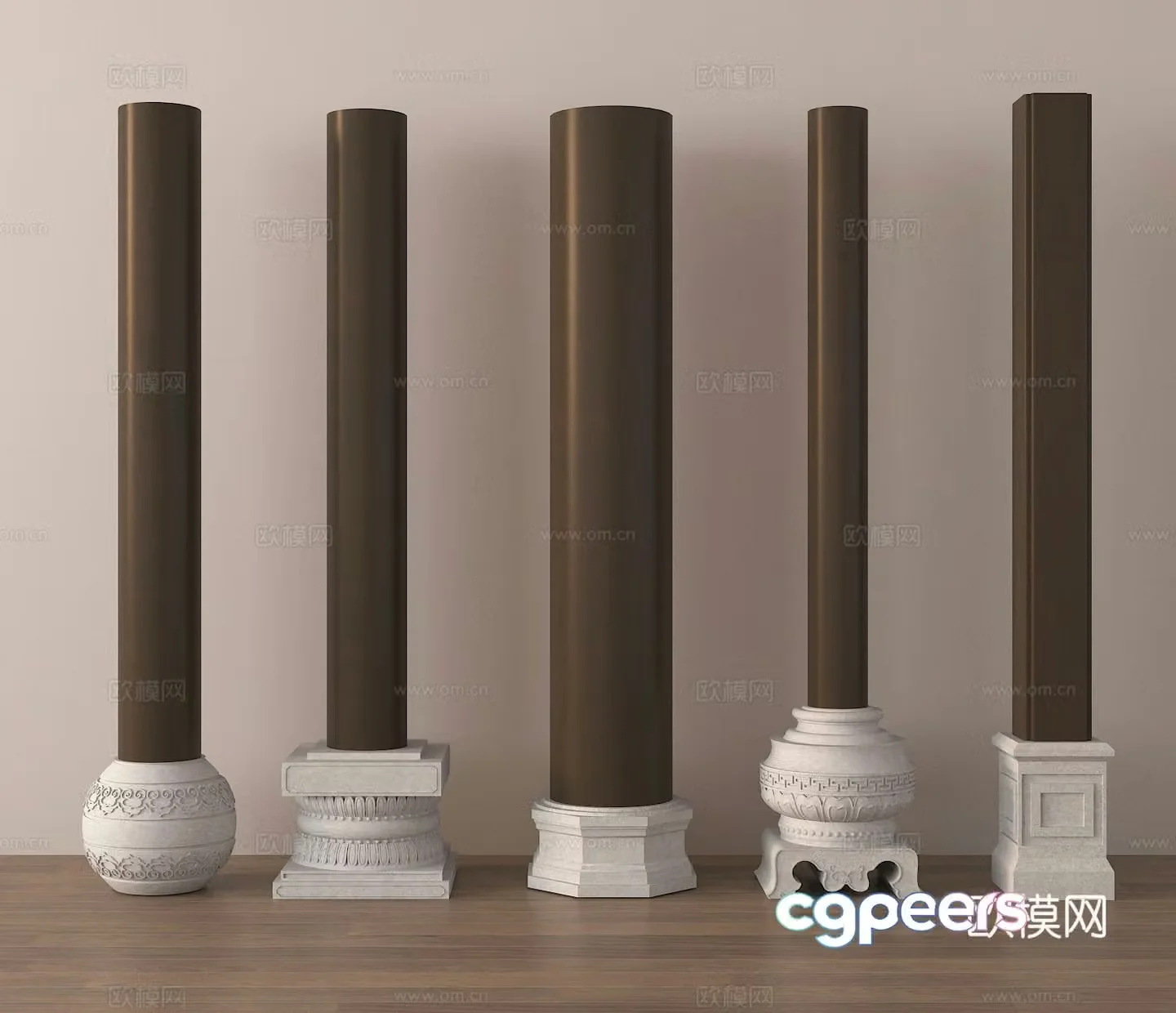 Column door column column foundation stone wooden column 3D model