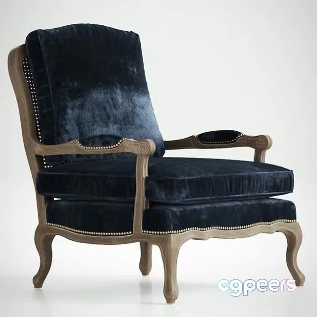 3ds Max Free – Boutique Accent Chair in Cut Blue Pile