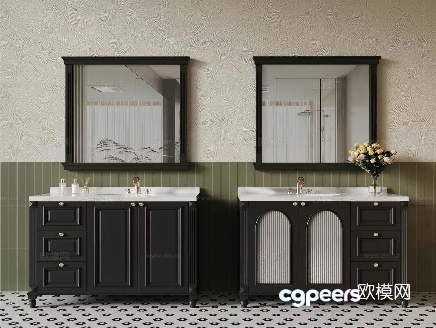 Bathroom cabinet French retro style bathroom cabinet 3d model