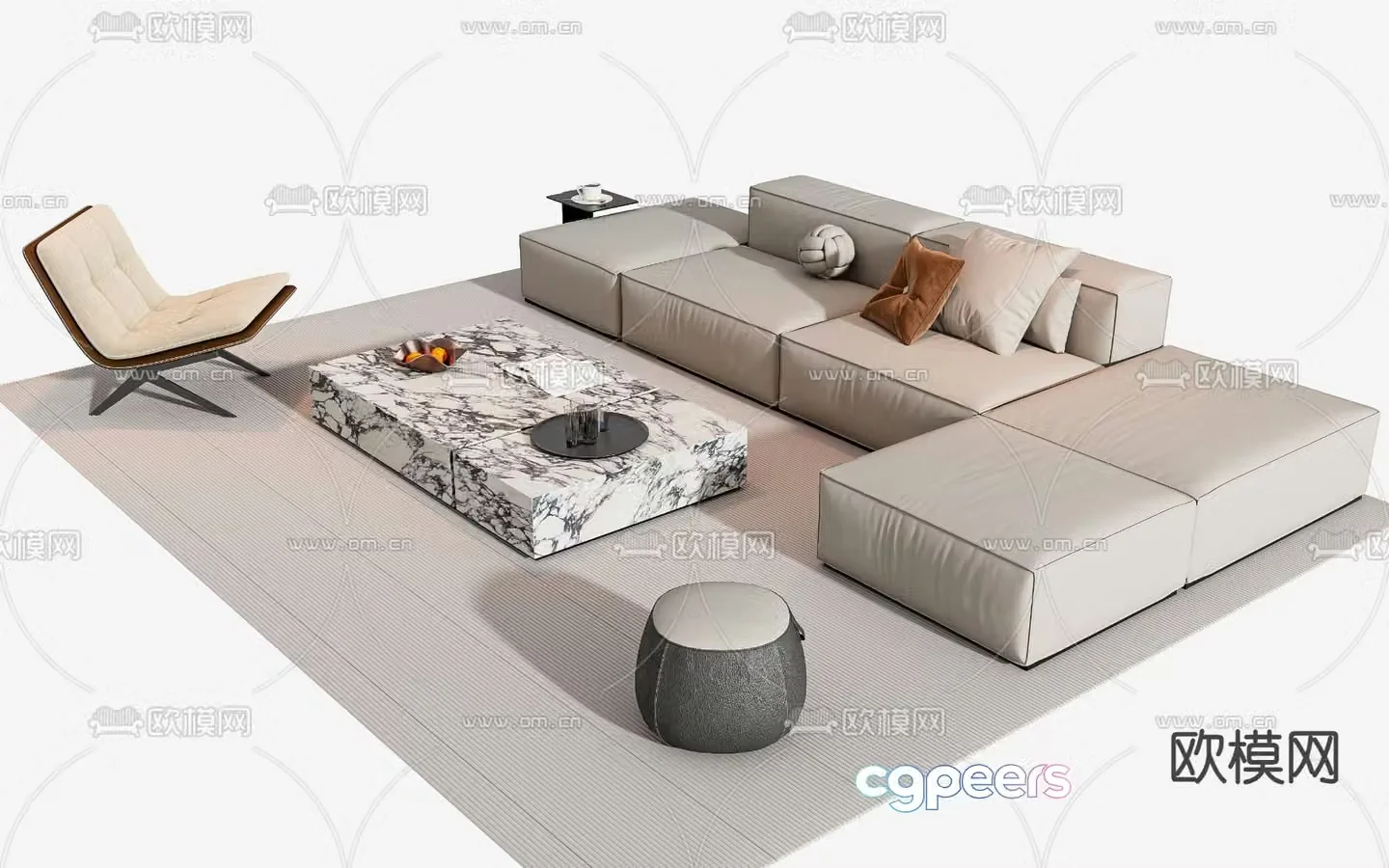 Modern sofa coffee table 3d model