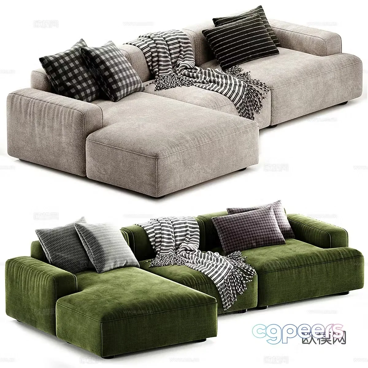 Modern Italian fabric corner sofa 3D model