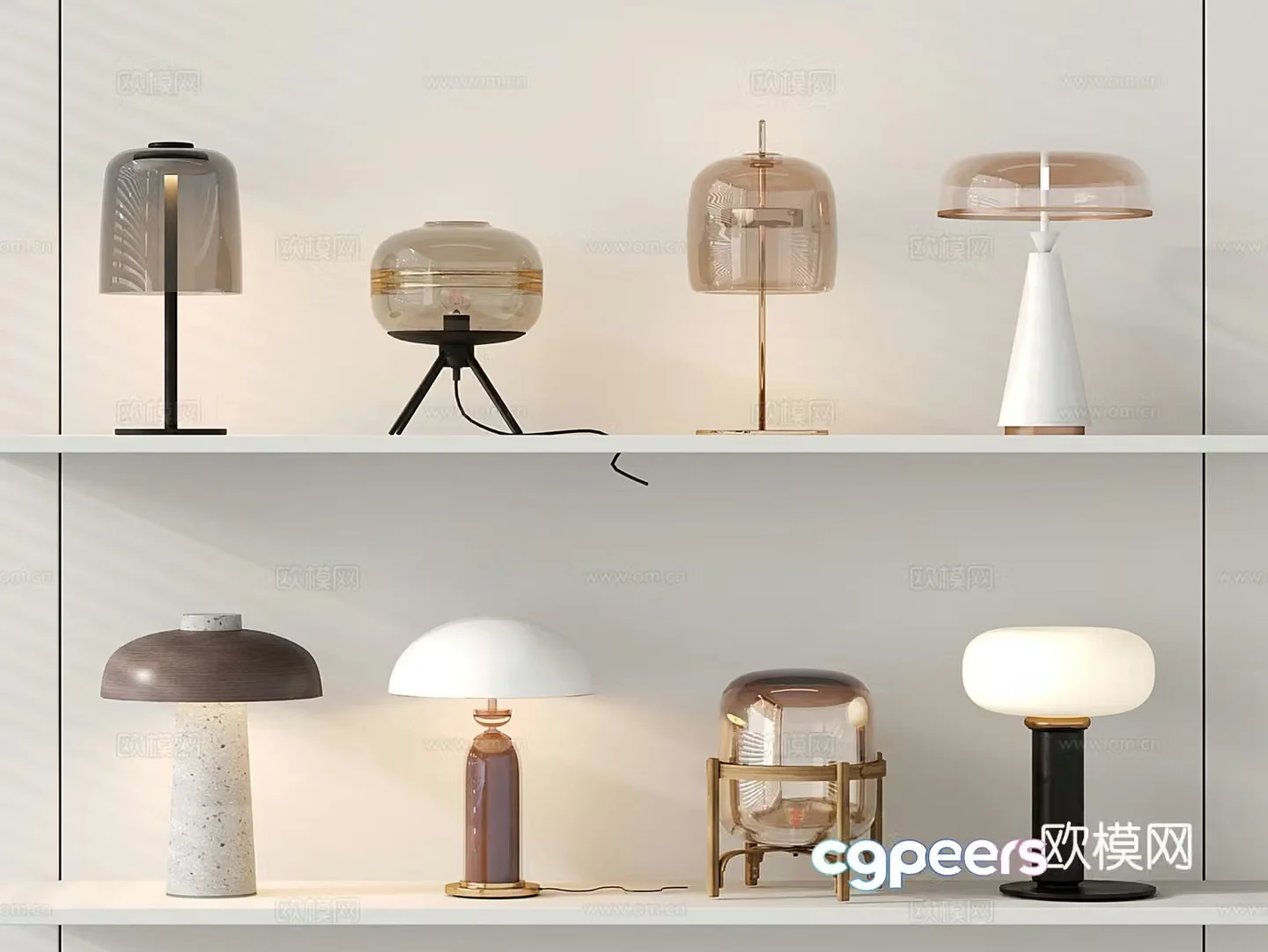 Modern light luxury desk lamp combination glass desk lamp 3D model