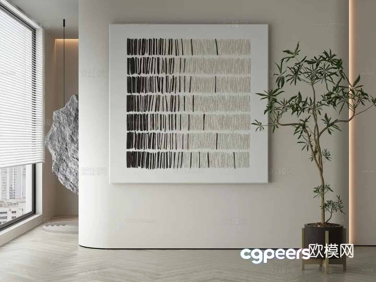 Modern Wasabi abstract hanging painting 3d model