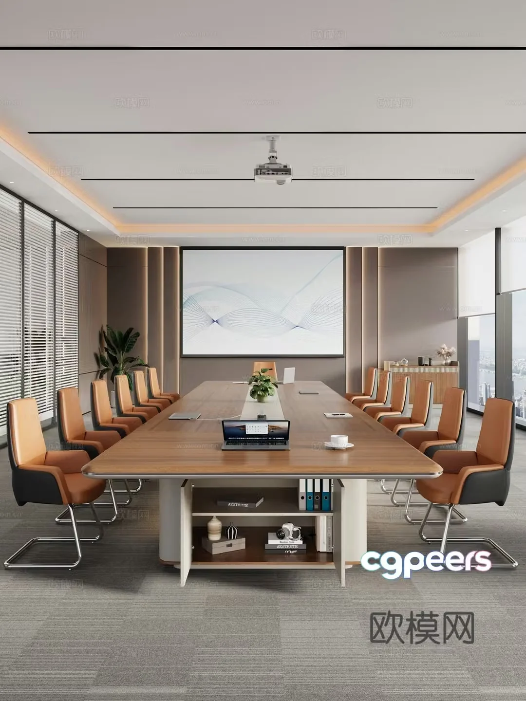 Modern conference room conference table conference table chair combination conference table conference chair conference chair log conference table 3d model