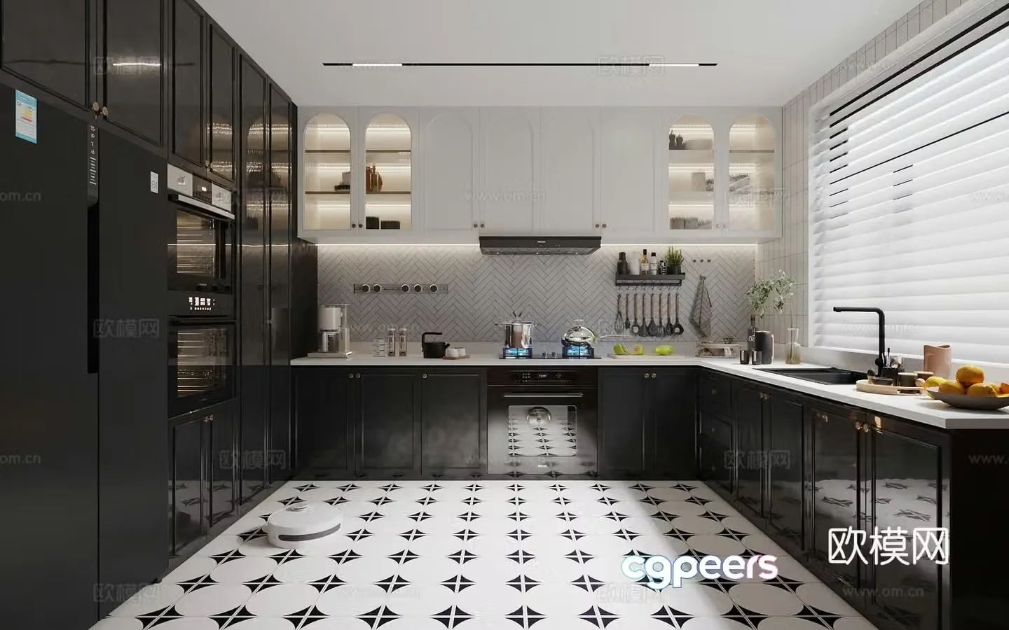 Retro medieval closed kitchen_medium-old kitchen_steaming and baking_dishwasher 3D model