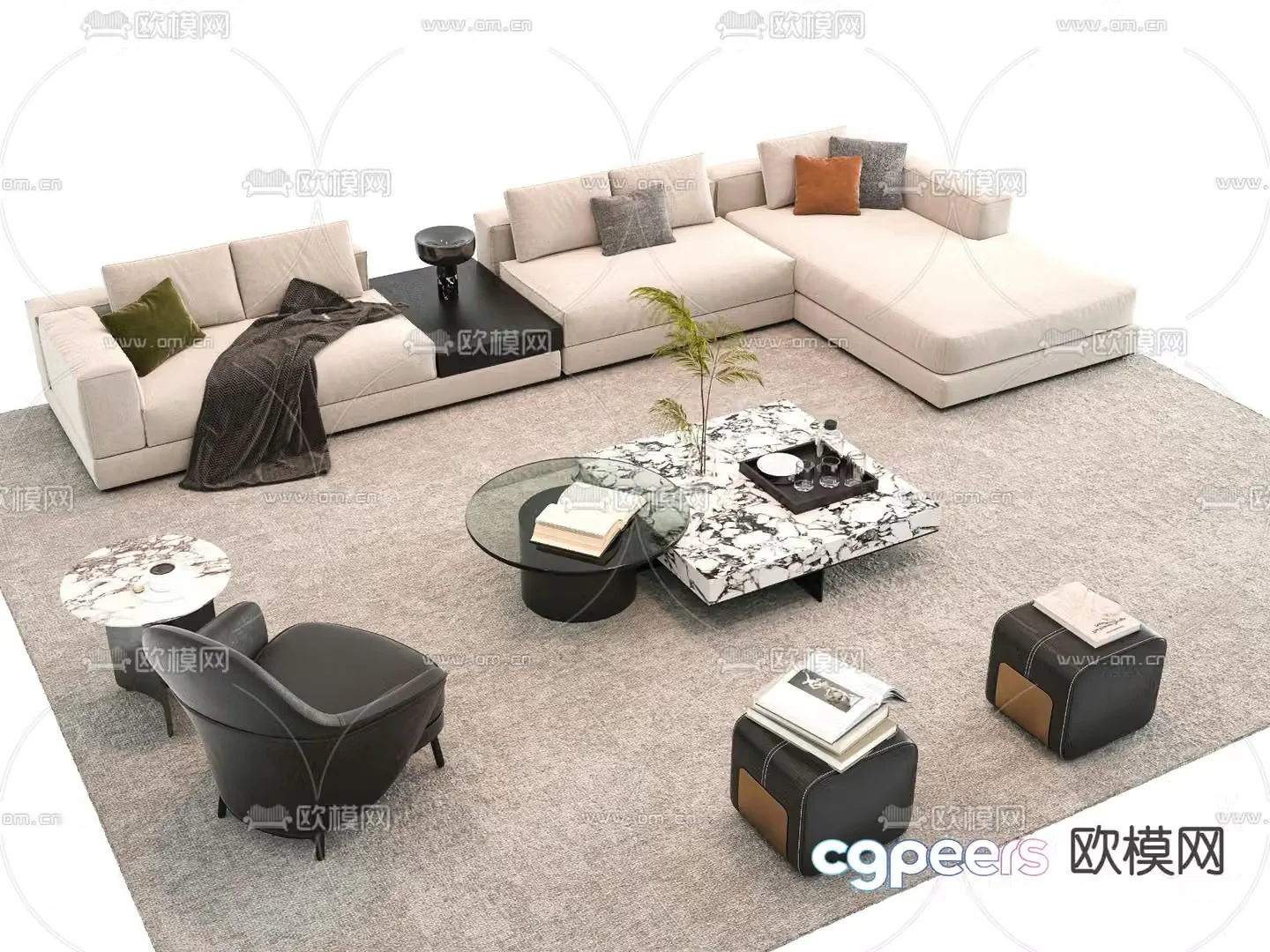 Corner sofa modular sofa 3d model