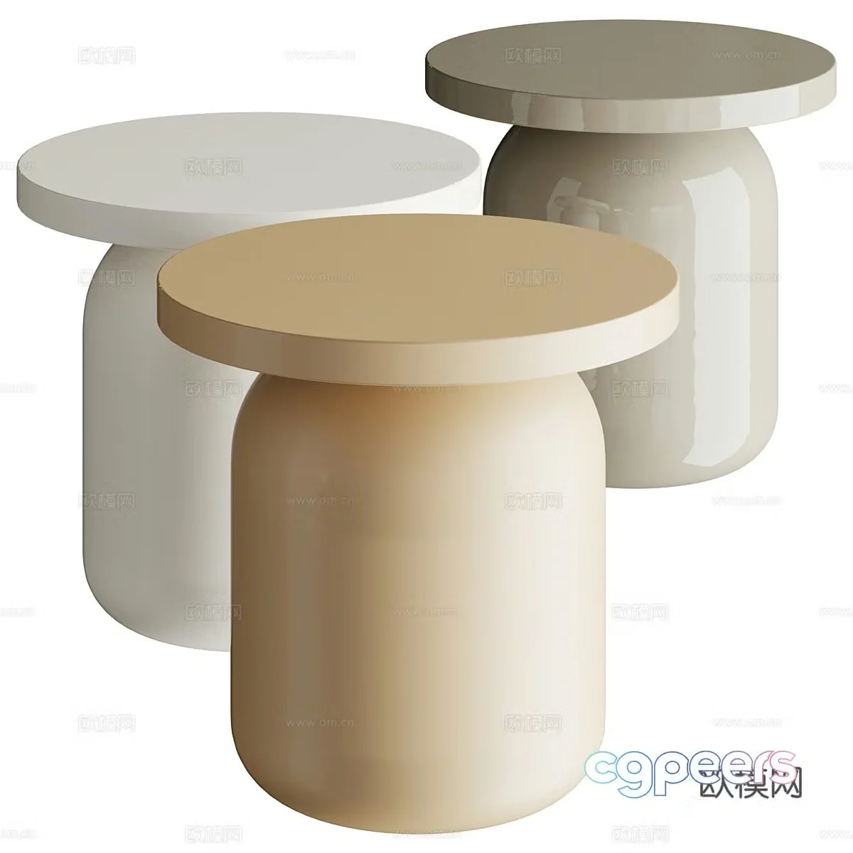 Modern creamy round edge 3d model