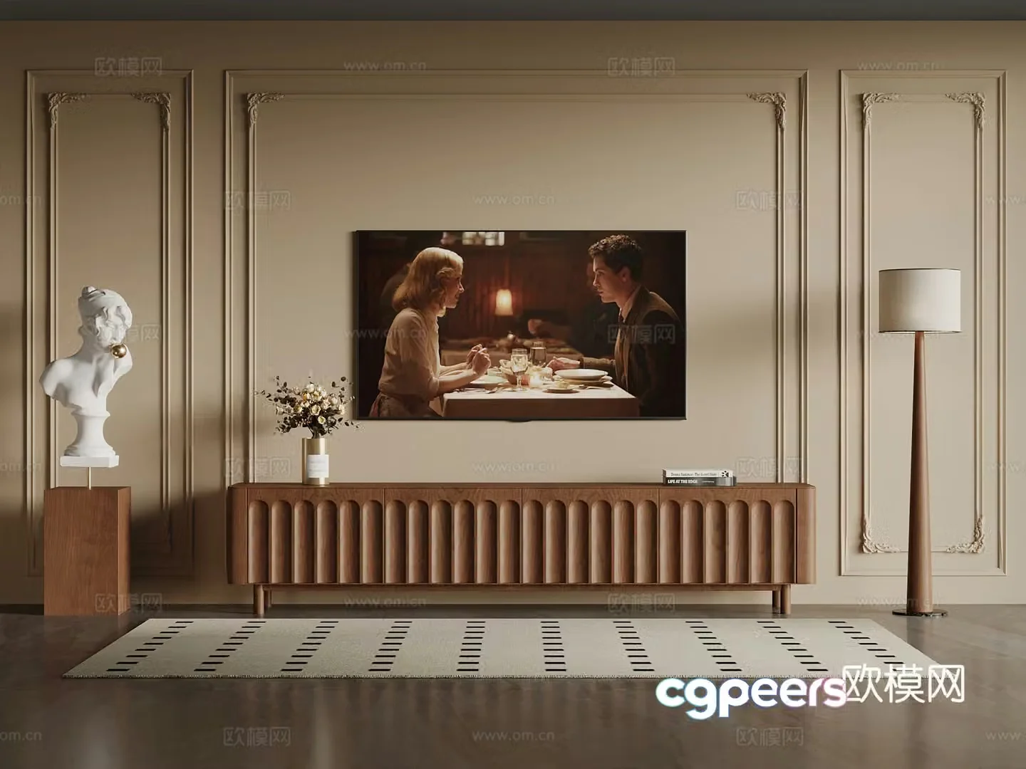 French medieval style TV cabinet 3D model