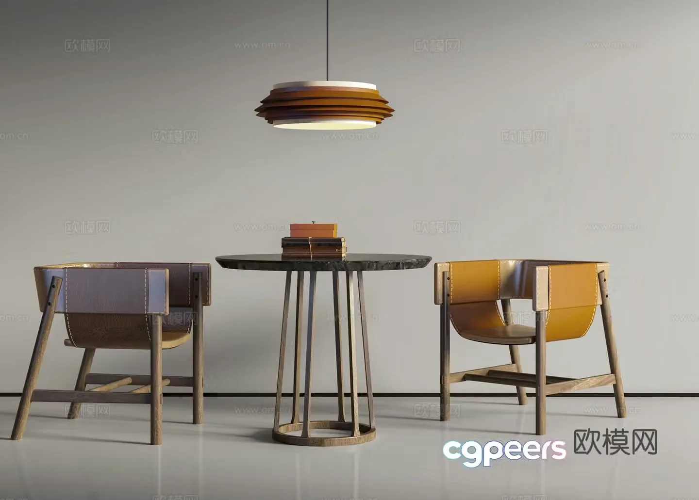 Modern casual table and chair coffee table and chair negotiation table and chair chandeliers decoration combination 3D model