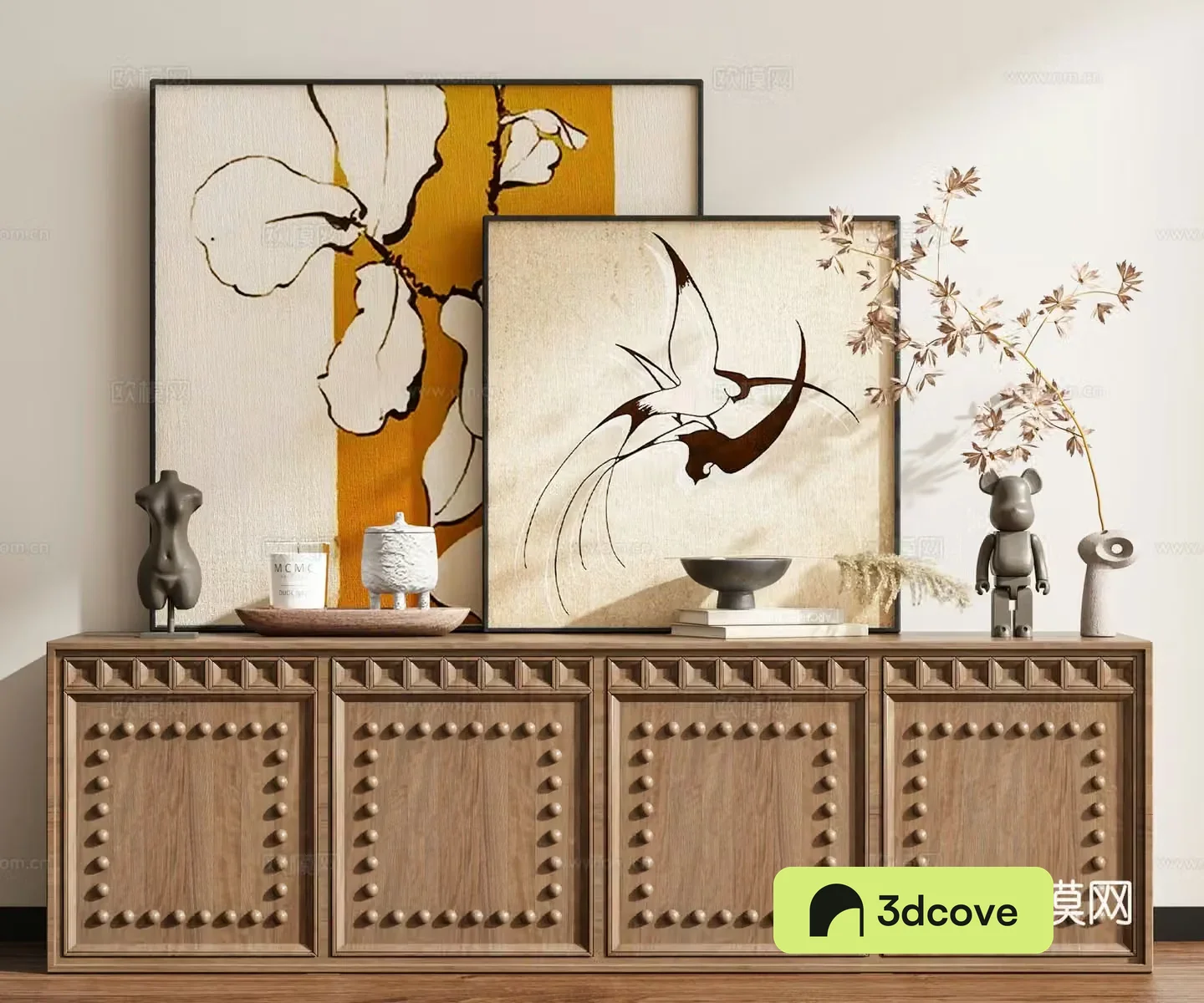 Middle-aged style hanging paintings decorative paintings 3D model