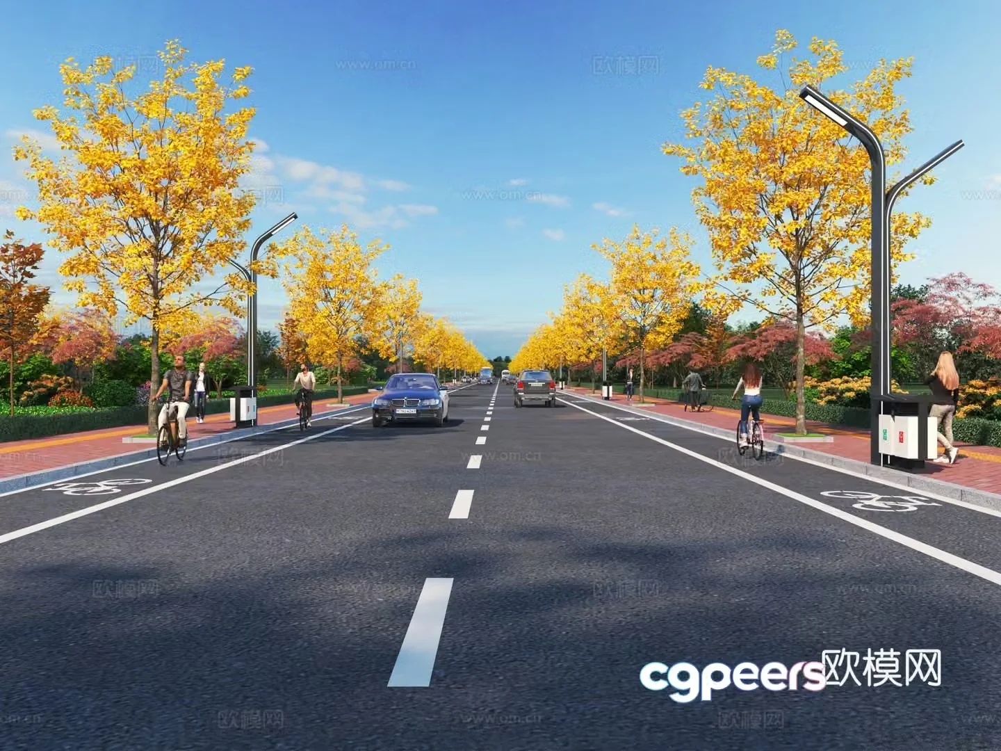 Modern road rural road street light facility 3d model