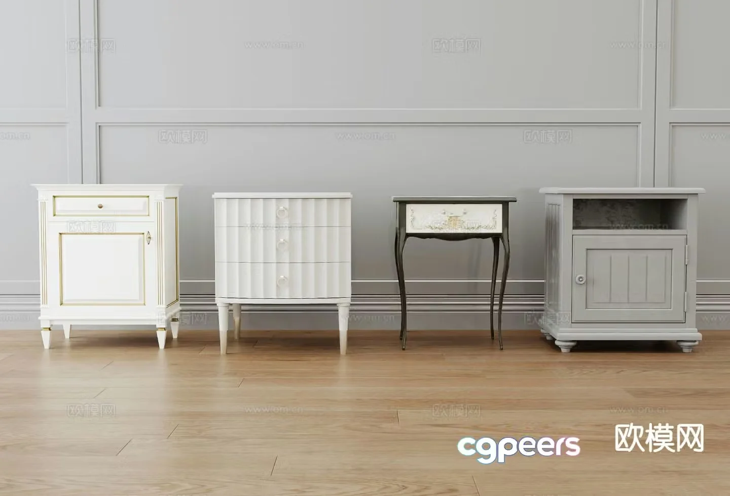 Simple European bedside table 3d model