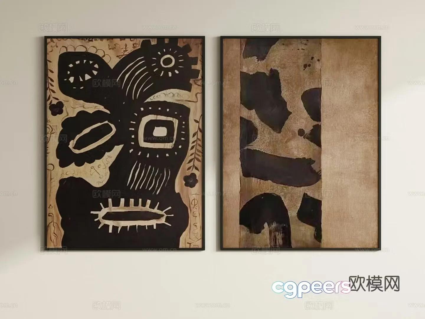 Middle-aged style decorative paintings hanging paintings retro hanging paintings 3D model