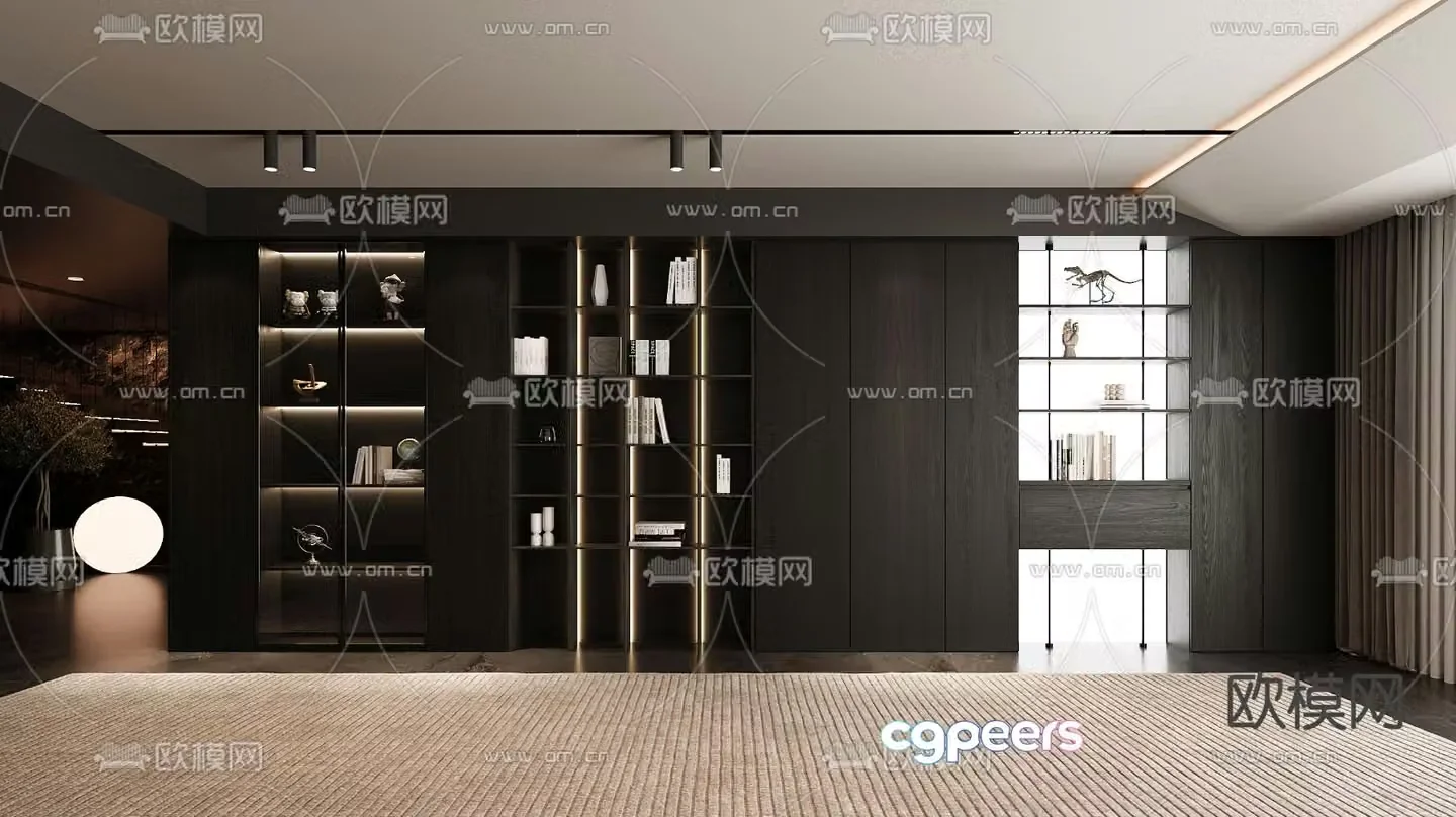 Italian bookcase bookshelf 3d model