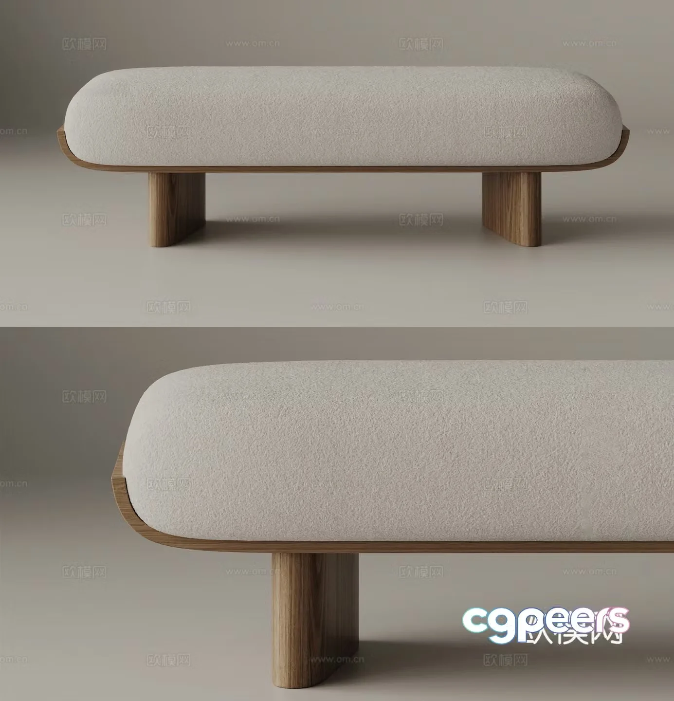Fabric bench Fabric bed stool Sofa bench 3D model