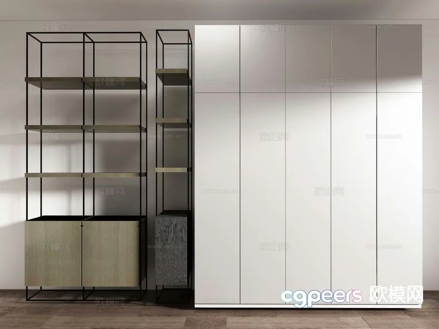 Modern shelves storage cabinet 3d model